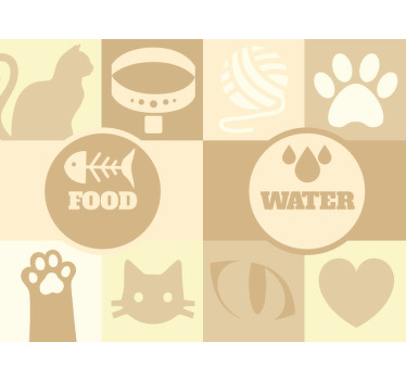 Beige blind for cats' water and food - TenStickers