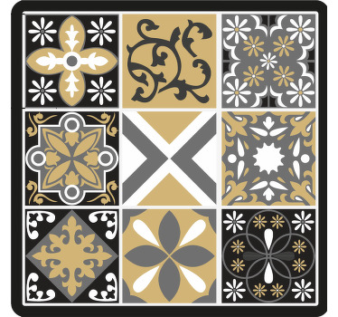 Estor enrollable habitación parches dorados y plateados - TenVinilo