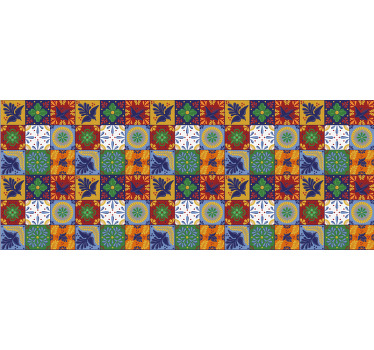 Estor enrollable habitación azulejos mexicanos coloridos - TenVinilo