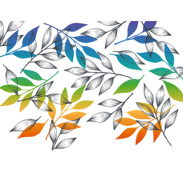 Estor enrollable habitación motivo hojas arcoíris - TenVinilo