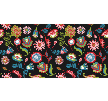 Blind bedroom with vibrant folk design on dark base - TenStickers