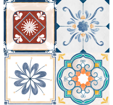 Estor enrollable habitación vintage cuatro azulejos - TenVinilo