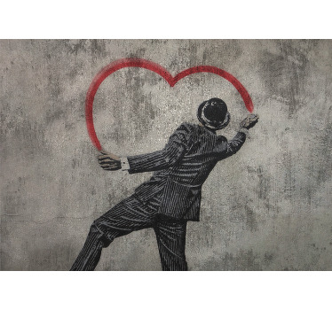 Estor enrollable gris grafiti de corazón banksy - TenVinilo