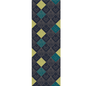 Vintage stor perde gri ve açık mavi art deco deseni - TenStickers