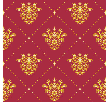 Rollo fenster vintage mit goldenem damastmuster - TenStickers