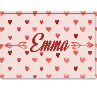 Pink roller blind personalized with hearts and name - TenStickers