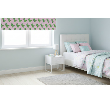 Pink roller blind with little dinosaurs on pink background - TenStickers