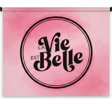 Pink roller blind with black text on pink background - TenStickers
