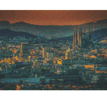 Living room roller blind barcelona night view - TenStickers