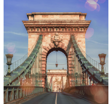 Living room blind with panoramic view of budapest bridge - TenStickers