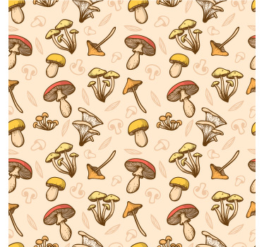 Living room blind with various mushrooms pattern - TenStickers