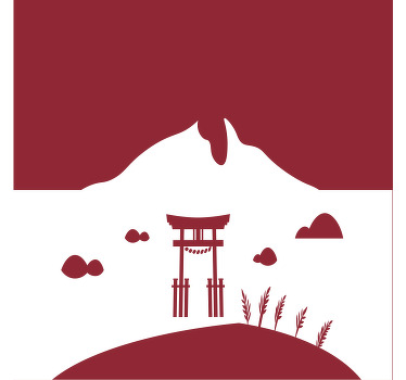 Living room blind featuring japanese landscape design - TenStickers