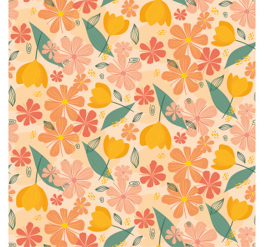 Colorful vintage leaves and flowers living room blind - TenStickers