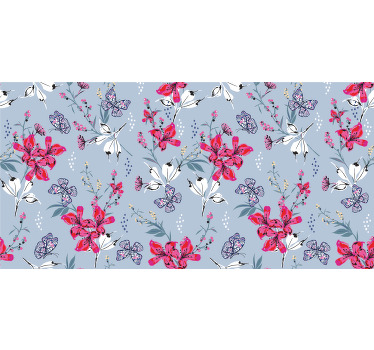 Living room blind with abstract red flowers and butterflies - TenStickers