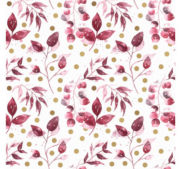 Living room blind in burgundy leaves with gold dots - TenStickers