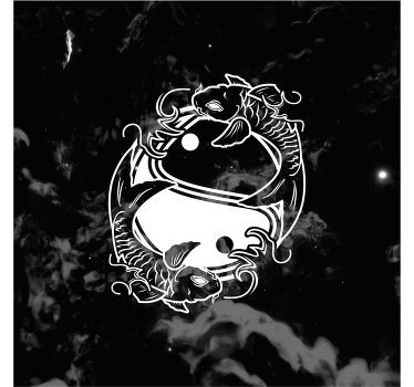 Living room blind yin yang balance fish - TenStickers