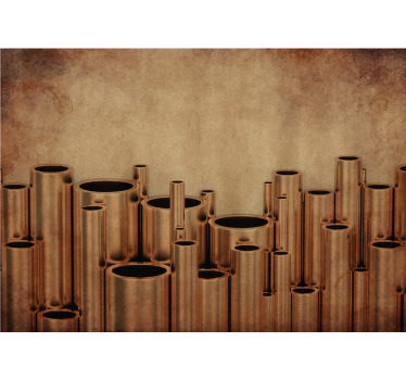 Living room blind with industrial copper pipes design - TenStickers