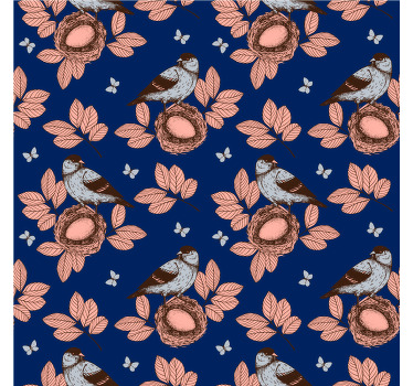 Living room blind african style blue bird nest - TenStickers