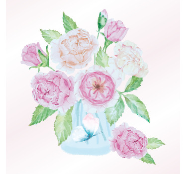 Living room blind with flowers and a butterfly - TenStickers