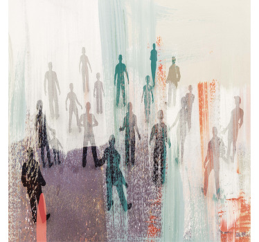 Living room blind with abstract people painting - TenStickers
