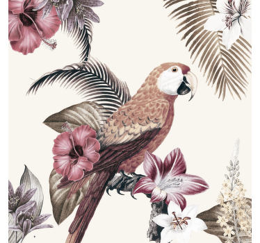 Colorful parrot with pink flowers living room blind - TenStickers