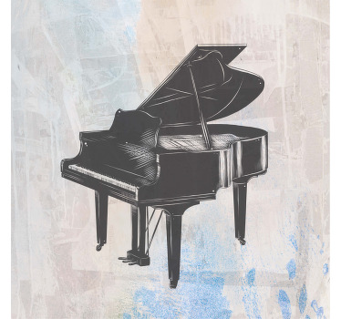 Living room blind shabby chic piano painting - TenStickers