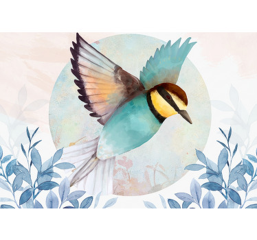 Living room blind with glamour style artistic bird - TenStickers