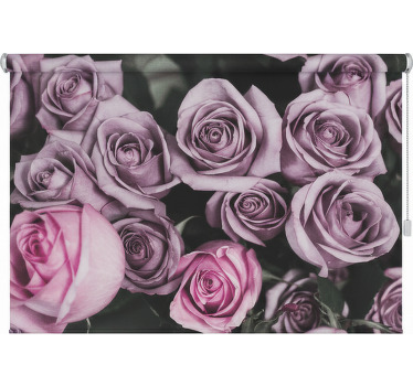 Living room roller blind elegant pink roses design - TenStickers