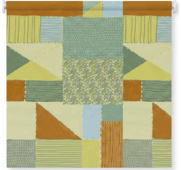 Living room roller blind in colorful triangle patchwork - TenStickers