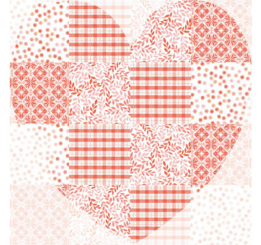 Living room roller blind with red and white heart design - TenStickers