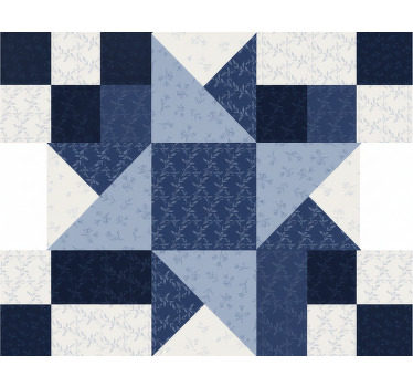 Living room roller blind in patchwork blue star triangle - TenStickers