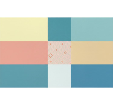 Living room roller blind with colorful retro patchwork - TenStickers