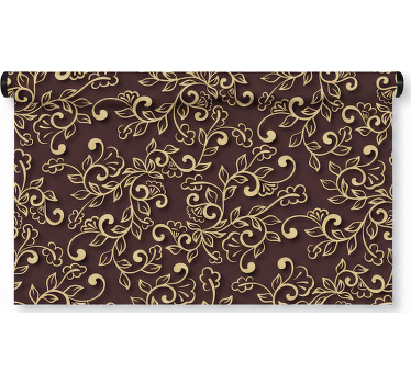 Living room roller blind in golden leaf design - TenStickers