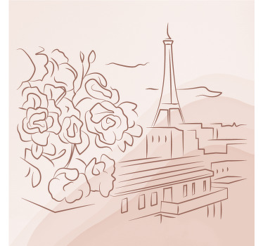 Living room roller blind minimalist eiffel tower - TenStickers