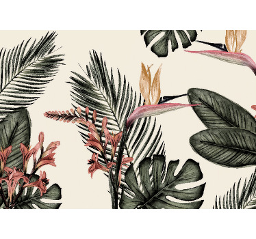 Living room roller blind tropical charcoal - TenStickers