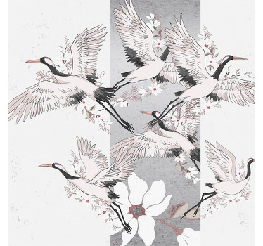 Living room roller blind with artistic bird stripes - TenStickers