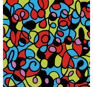 Colorful design with irregular black lines living room blind - TenStickers