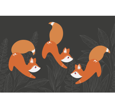 Living room roller blind with forest foxes design - TenStickers