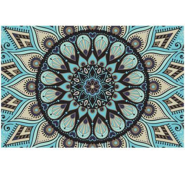 Toile fenêtre chambre mandala ethnique noir et bleu - TenStickers