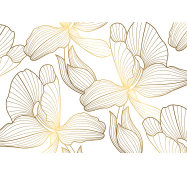 Toile fenêtre chambre fleurs dorées - TenStickers