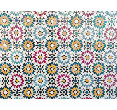 Toile fenêtre chambre mosaïque florale colorée - TenStickers