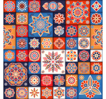 Toile fenêtre chambre carreaux mosaïque colorés - TenStickers