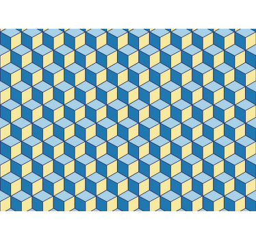 Toile fenêtre chambre cubes bleus en 3d - TenStickers