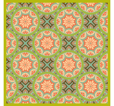 Toile fenêtre chambre motif carré persan vert - TenStickers