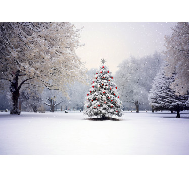 White window blind christmas fir in snow - TenStickers