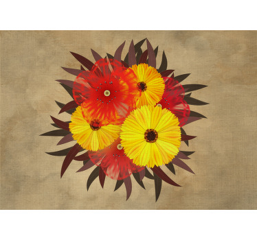 Beige roller blind with red and yellow poppies - TenStickers