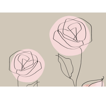 Beige roller blind watercolor white roses abstract - TenStickers