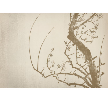 Beige roller blind japandi style tree design - TenStickers