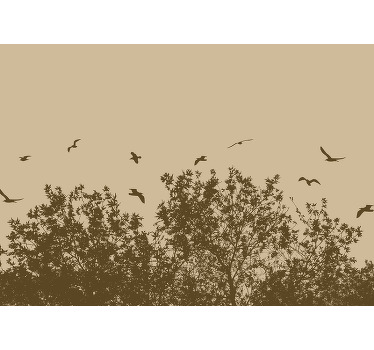 Beige roller blind with spring flowers and birds - TenStickers