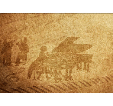 Beige roller blind vintage piano - TenStickers